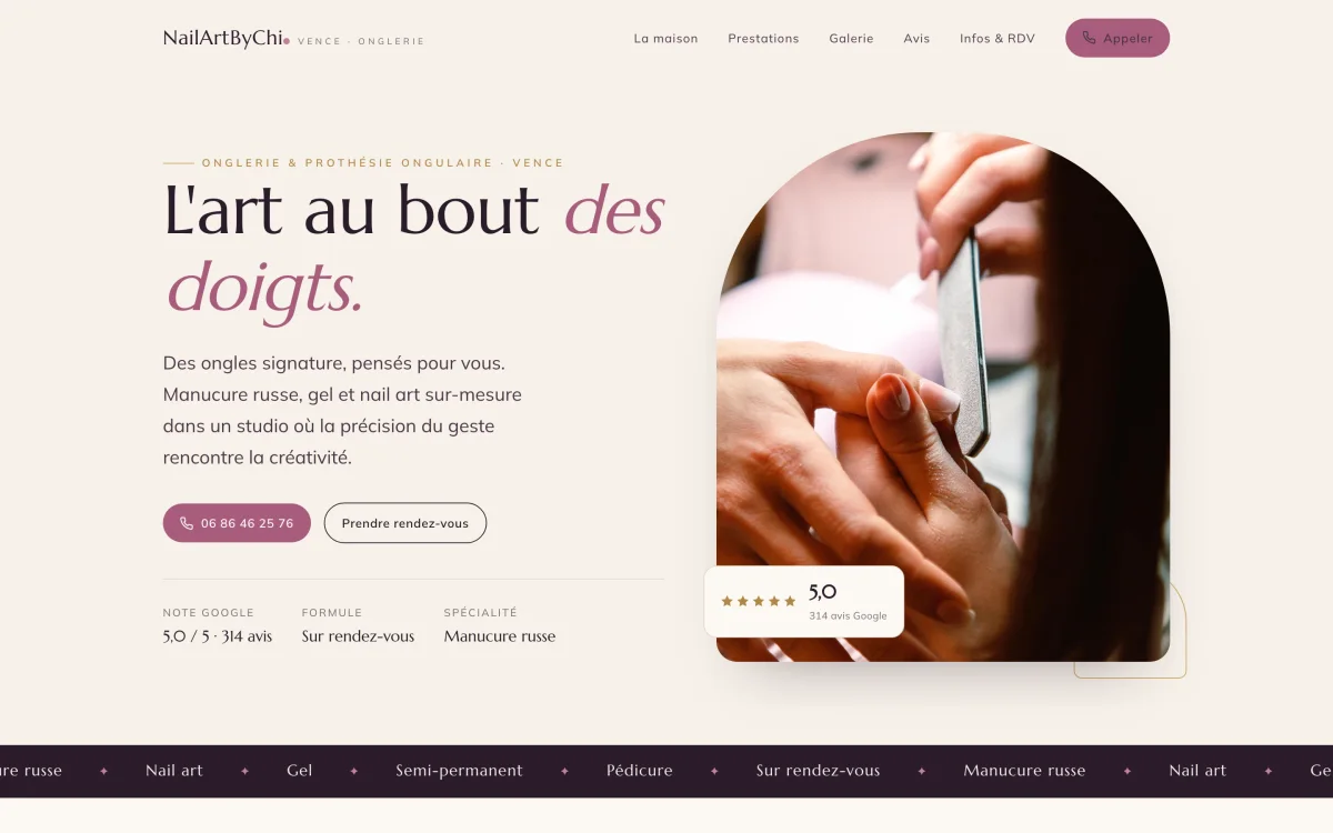 Site vitrine de NailArtByChi, Vence