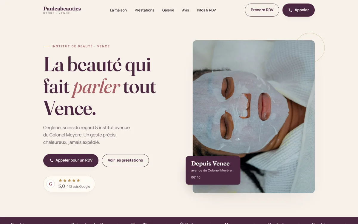 Site vitrine de Pauleabeauties Store, Vence