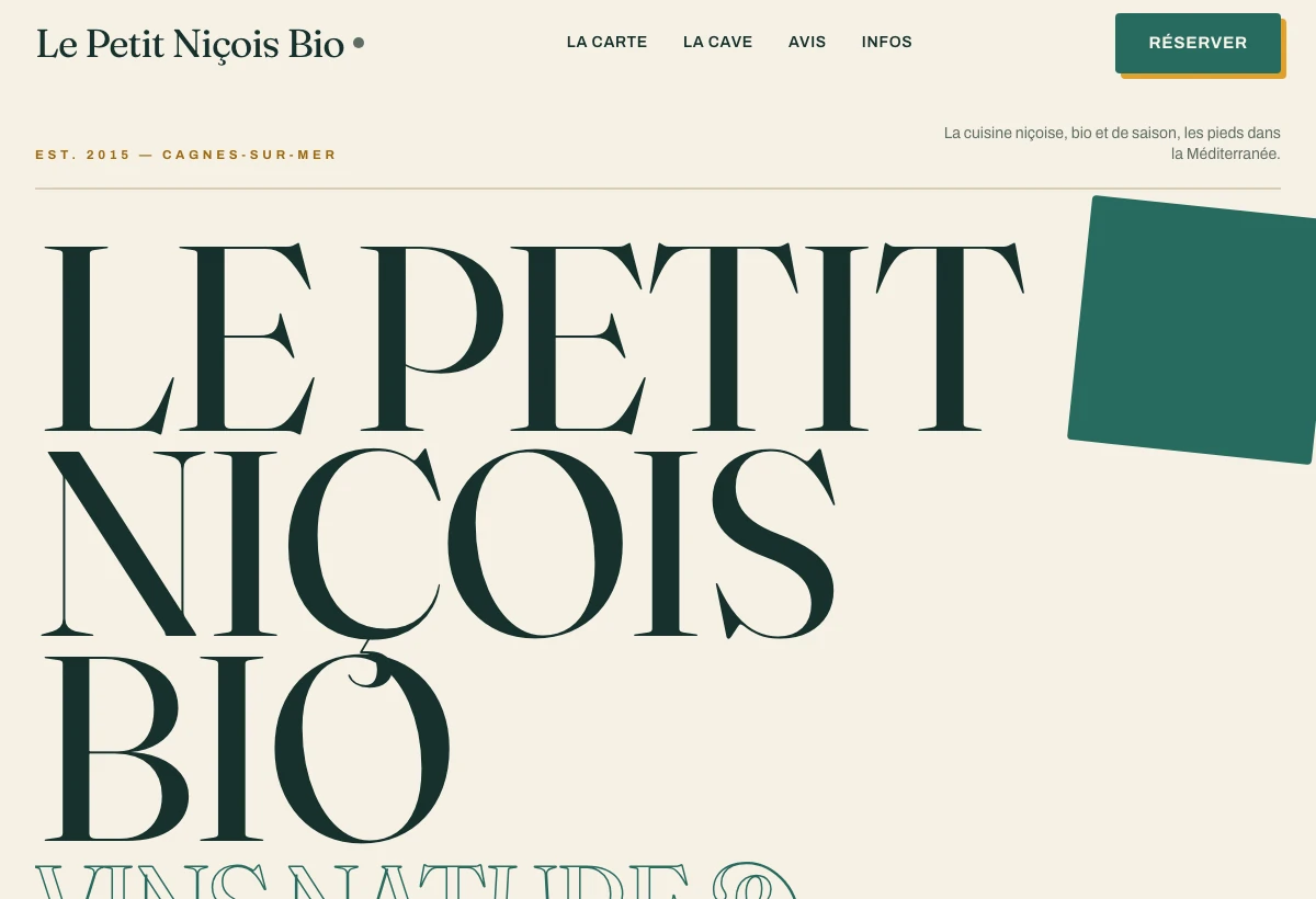 Exemple de site vitrine créé pour un restaurant à Cagnes-sur-Mer